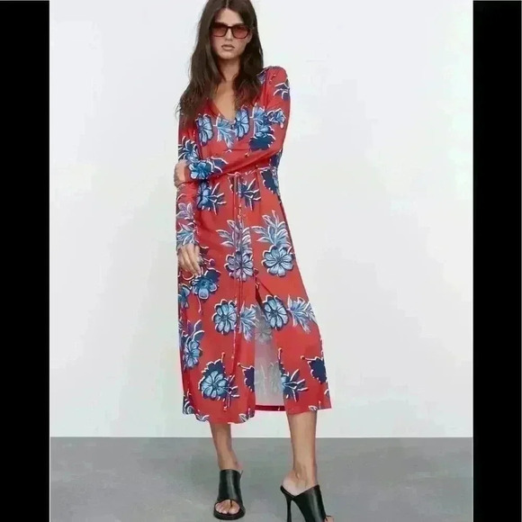 Zara Floral Print Midi Dress - Picture 1 of 8